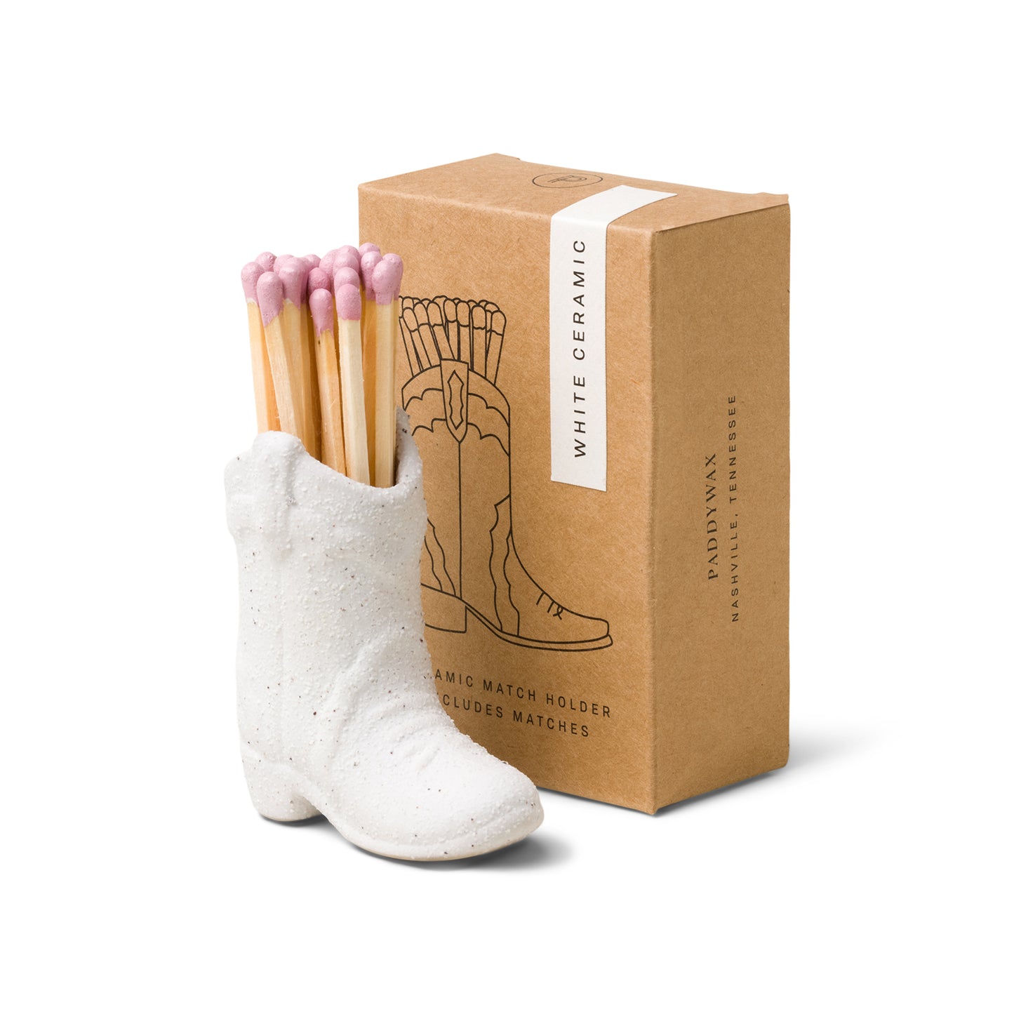 Nashville Ceramic Cowboy Boot Matches & Holder
