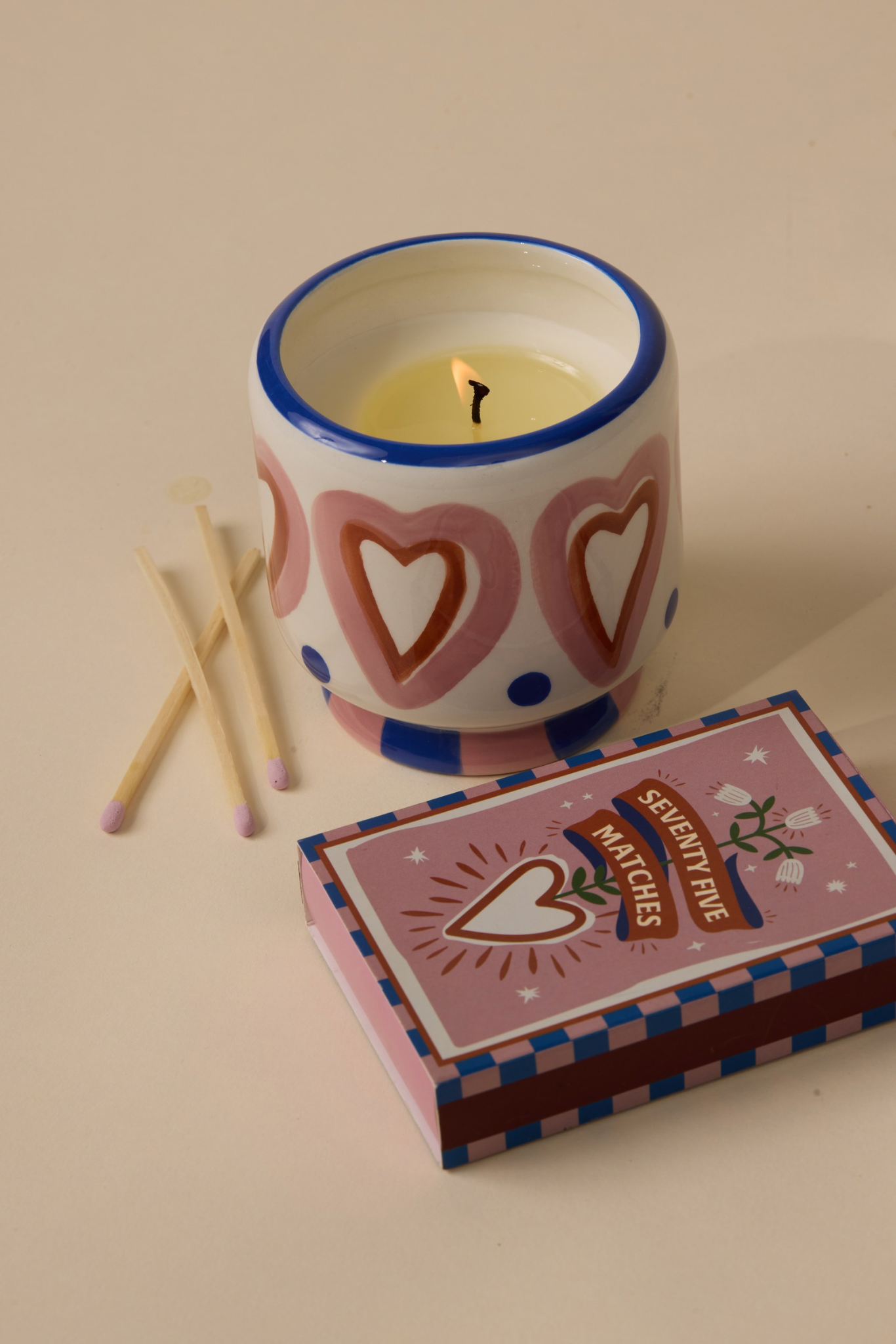 Hearts Ceramic Boxed Candle