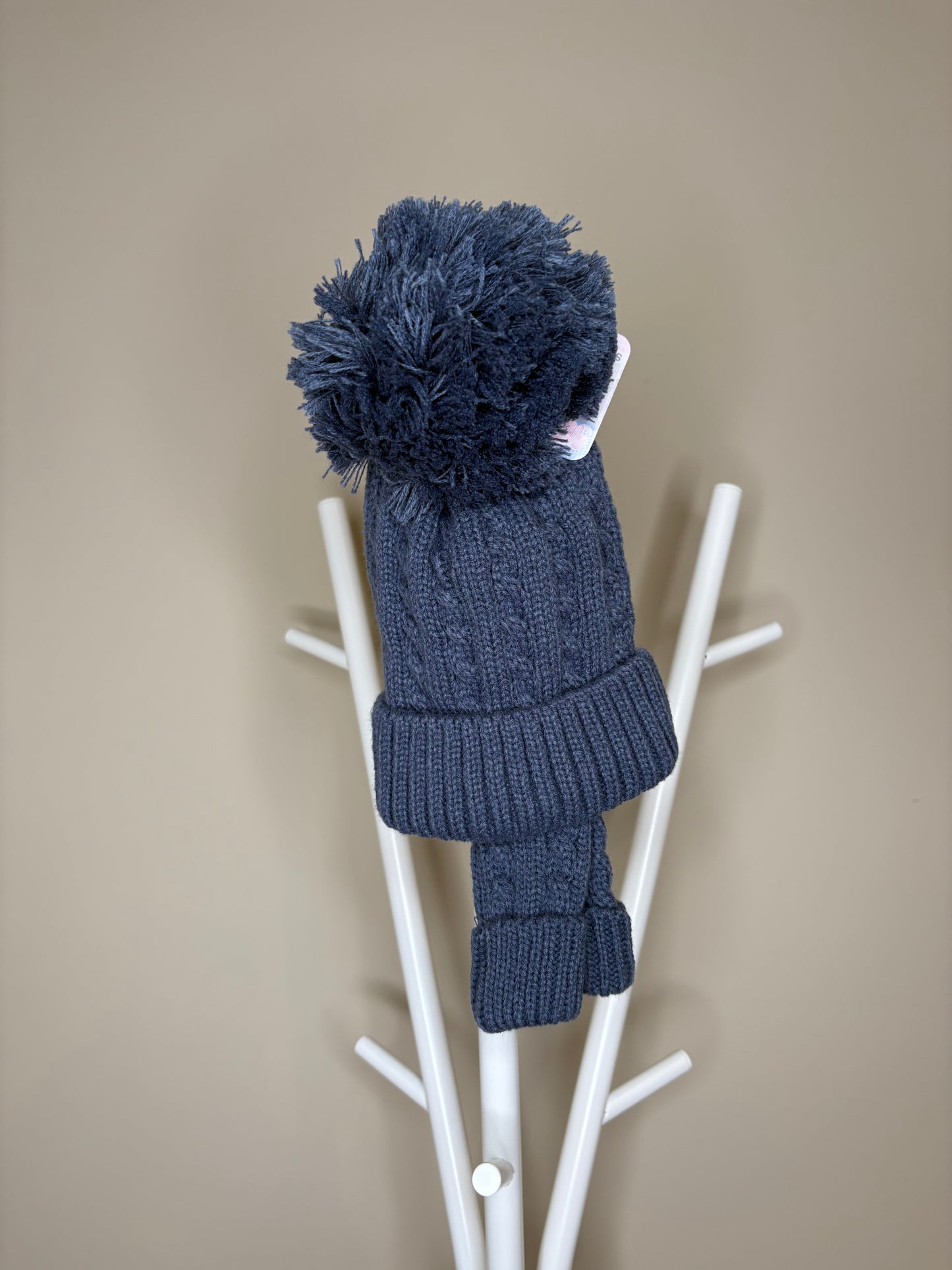 Teal Cable Knit Hat & Mittens (0-12m)