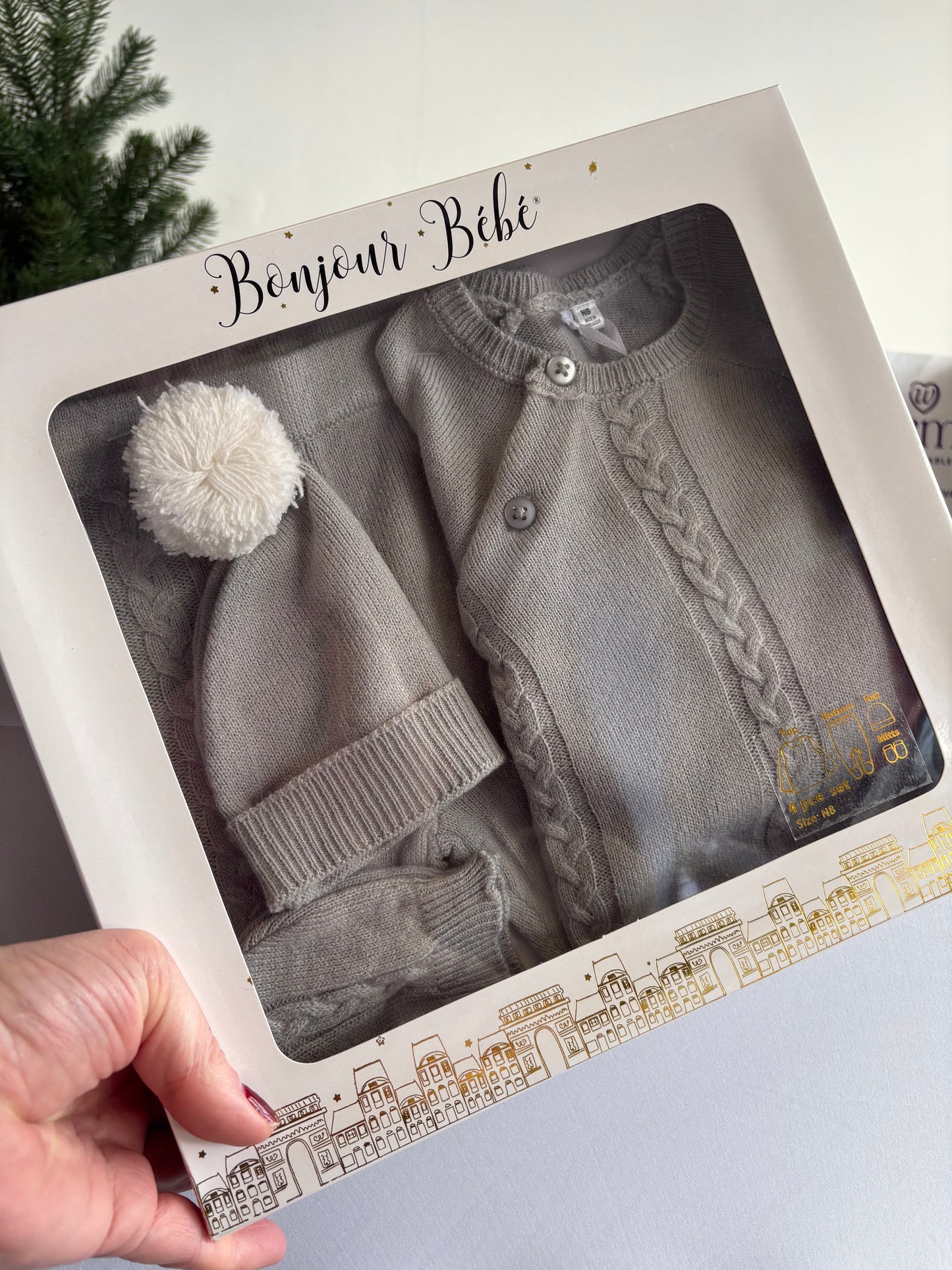 Grey Knitted 4 Piece Set