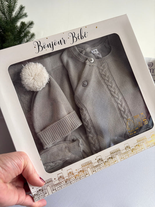 Grey Knitted 4 Piece Set