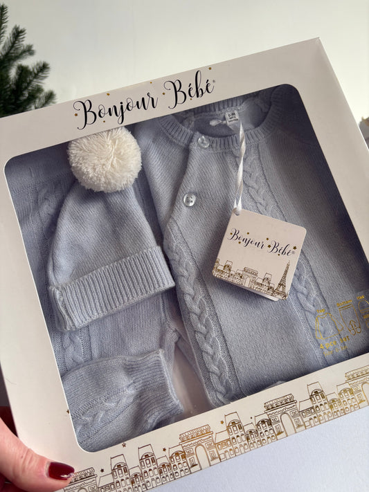 Baby Blue Knitted 4 Piece Set