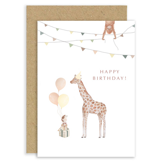 Little Roglets - Giraffe and Hedgehog Birthday Card