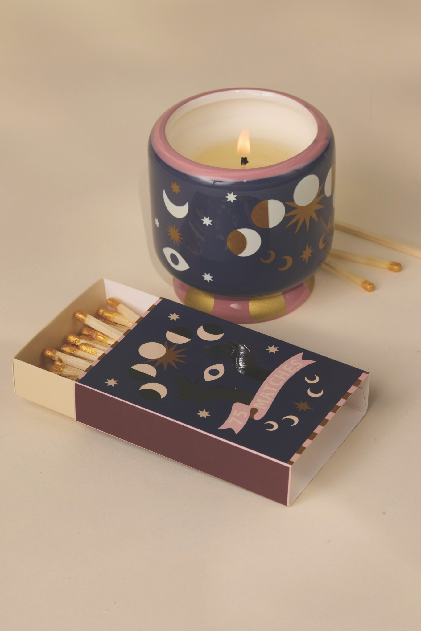 Moon Phases Ceramic Boxed Candle