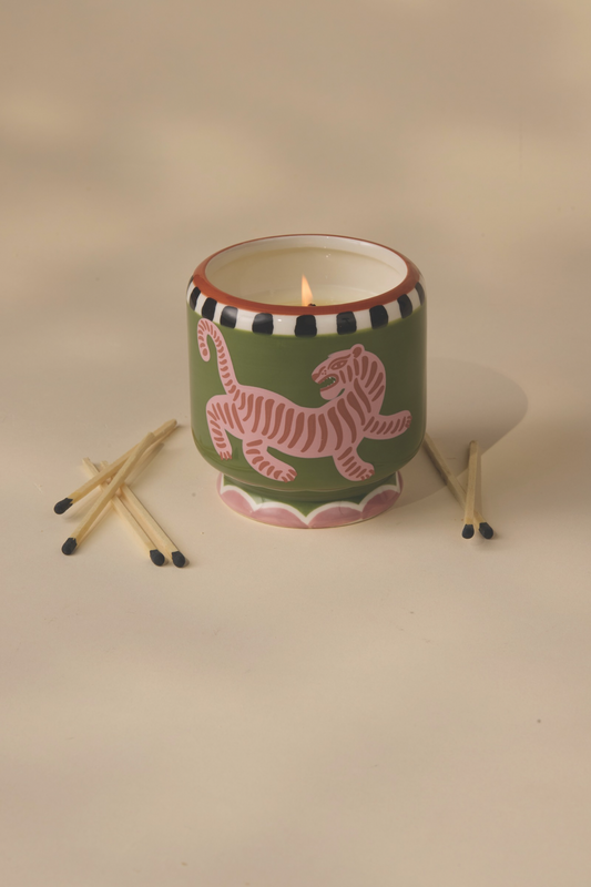 Tiger Ceramic Boxed Candle