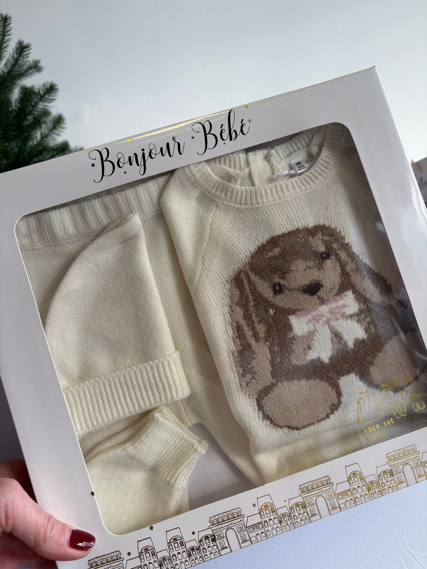 Cream Knitted Bunny 4 Piece Set