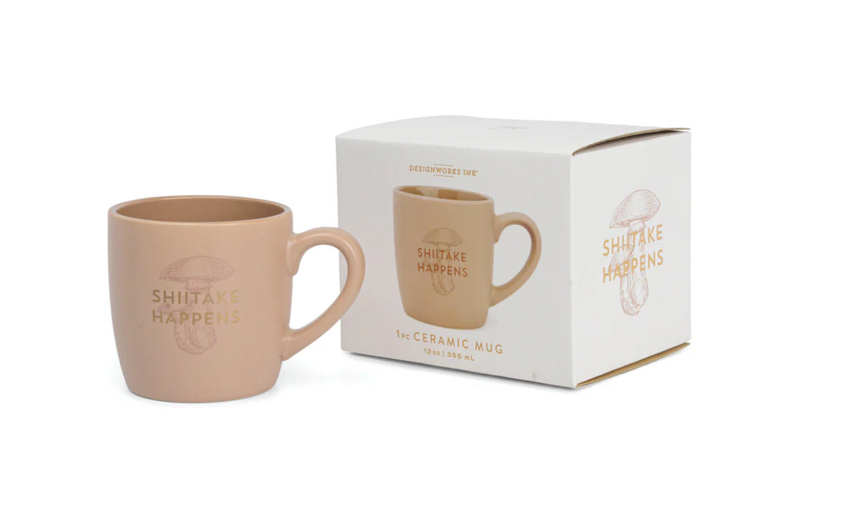 'Shiitake Happens' Boxed Mug