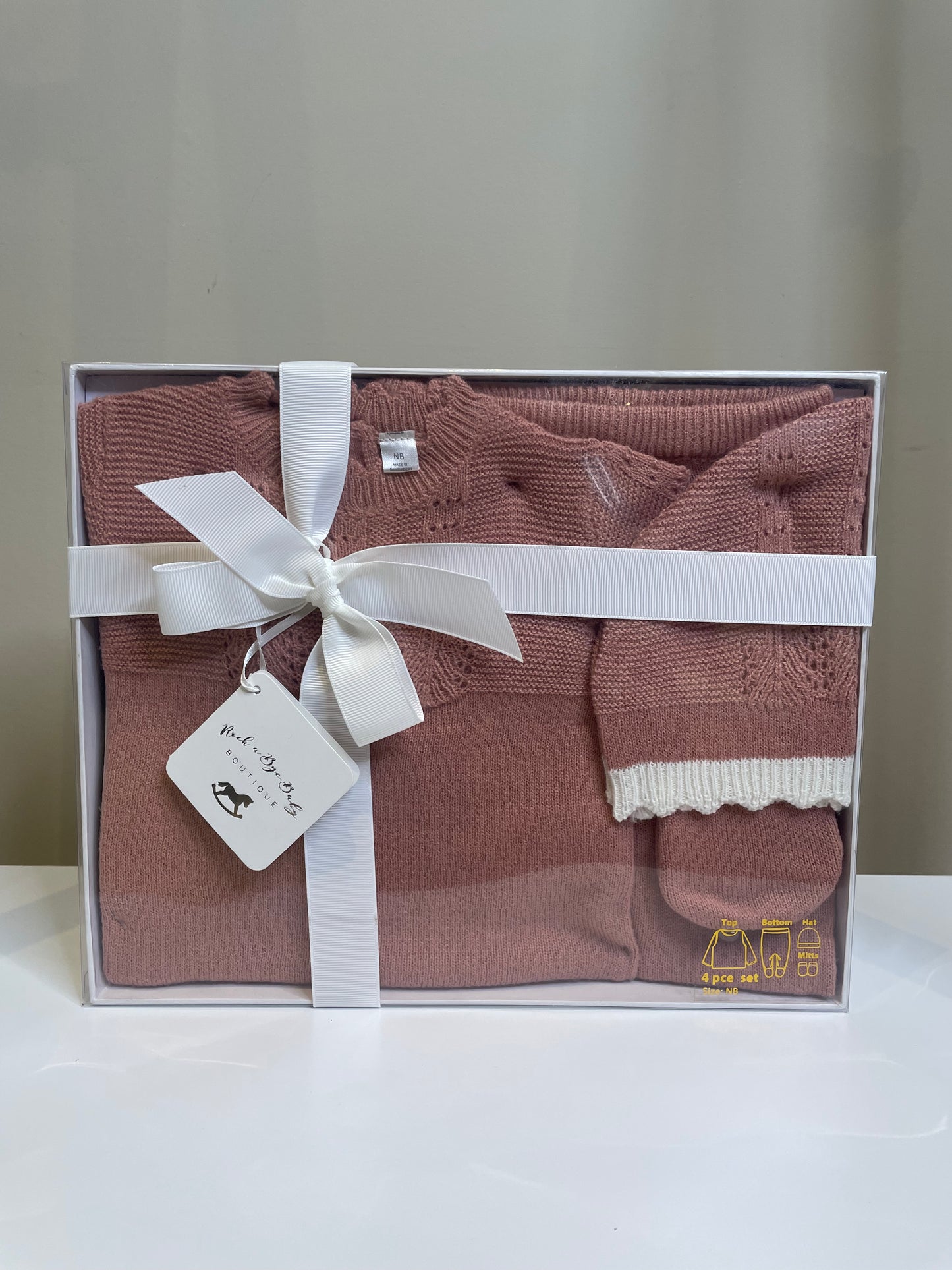 Dusky Pink Knitted 4 Piece Set