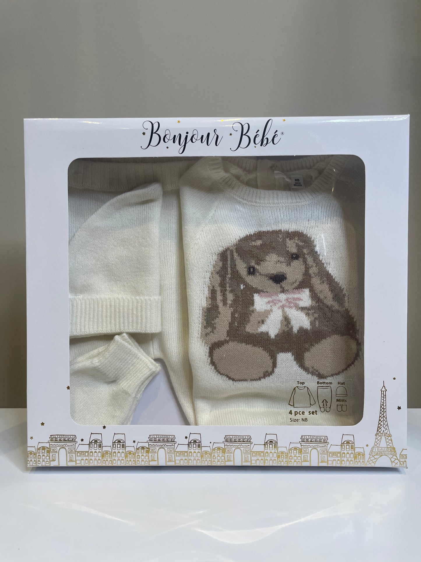 Cream Knitted Bunny 4 Piece Set