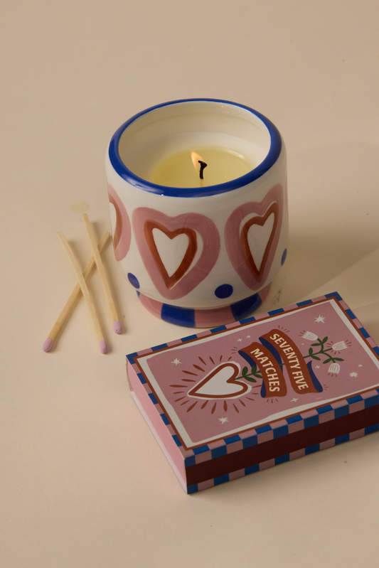 Hearts Ceramic Boxed Candle