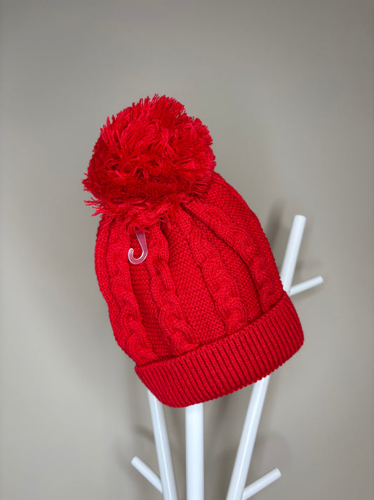 Red Cable Knit Hat (12-24m)